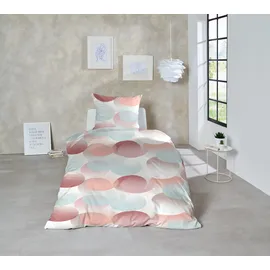 Primera Perkal-Bettwäsche Zeitreise Kreise Rot 135 x 200 cm + 80 x 80 cm