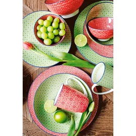 CreaTable 4er-Set CreaTable Dessertteller Mediterran Ø 21 cm Steinzeug Rot