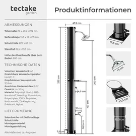 Tectake Solardusche Schwarz 40 l