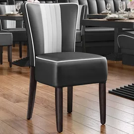 GGM Möbel Dinerstuhl Leder schwarz 2er Set