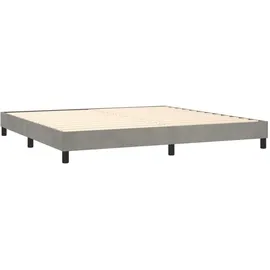 vidaXL Boxspringbett mit Matratze & LED Hellgrau 200x200 cm Samt