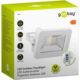 goobay LED-Außenstrahler, 10 W mit 850 lm, neutralweißem Licht (4000 K) und M16-Kabelverschraubung, weiß -