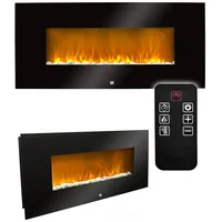 Elektrokamin Wandmontage 94cm – Elektrischer Kamin mit LED Flammeneffekt & Heizfunktion 2000W – Wandkamin mit Thermostat Timer & Fernbedienung – Design Kaminofen ohne Schornstein, Schwarz