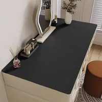 Wokuaile Schreibtischunterlage 100x60cm abwaschbar Tischunterlage Schreibtisch aus PU-Leder Schreibtisch Unterlagenmatte für Büro, Schwarz
