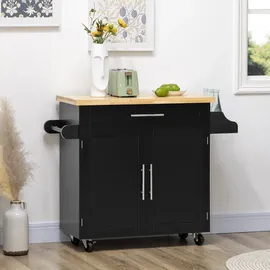 Homcom Küchenwagen Schwarz, Holzwerkstoff, 40x89x109 cm, Esszimmer, Servierwagen