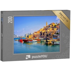 puzzleYOU Puzzle Hafen von Jaffa und Skyline von Tel Aviv, Israel, 200 Puzzleteile, puzzleYOU-Kollektionen Israel, Naher Osten