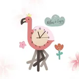 Amosfun Pendeluhr Wanduhr Flamingo Muster Kindergarten Dekorative Wanduhr Aus PVC Rosa Leise Innenraum Uhr