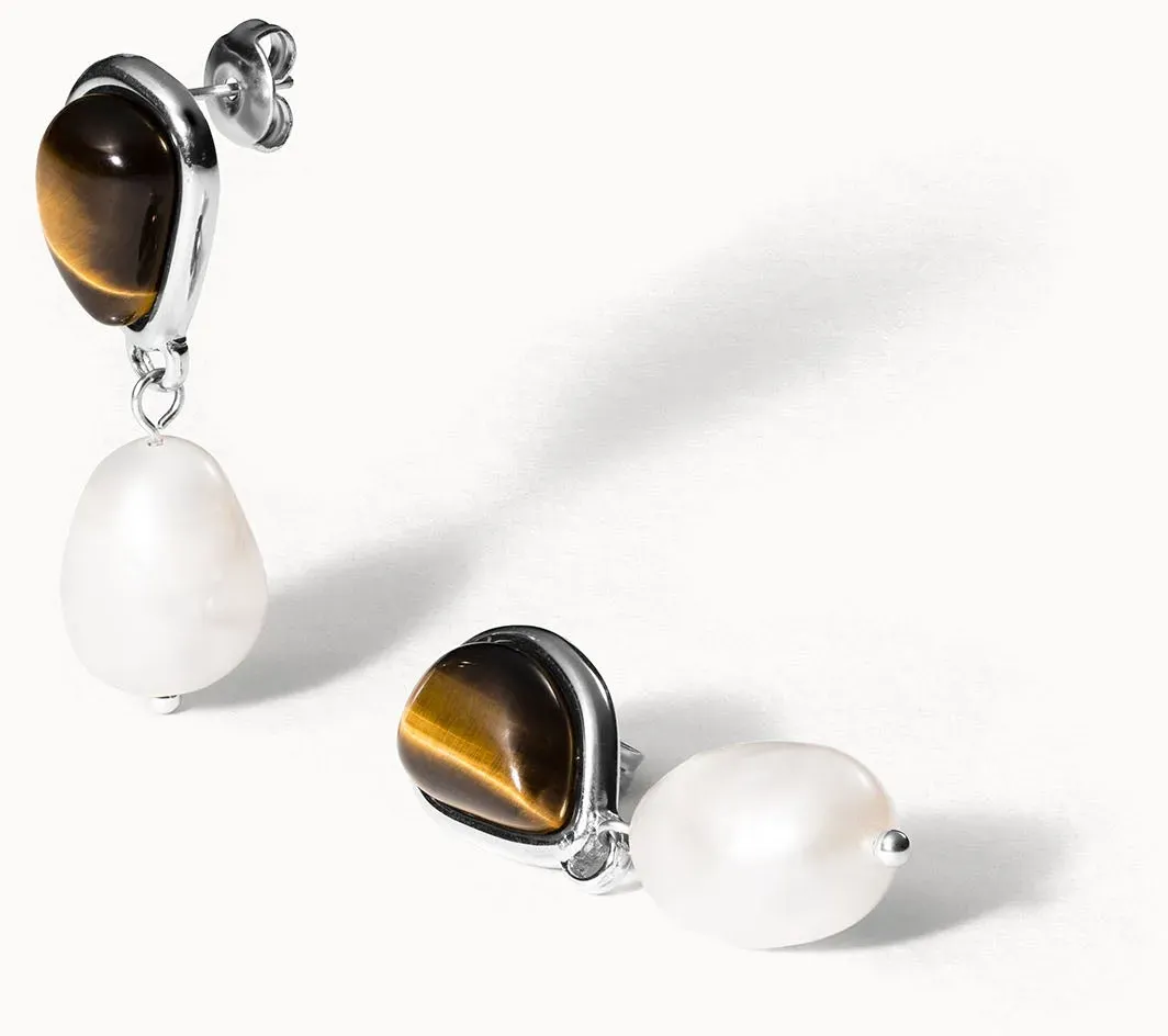 PURELEI Tiger's Eye Pearl PerlenPerlenohrringe