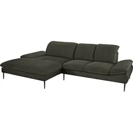 W.Schillig Ecksofa »enjoy&MORE, Designsofa, elegant und bequem, L-Form«, Sitztiefenverstellung, Füße schwarz pulverbeschichtet, Breite 310 cm grün