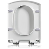 DRYFAL WC Sitz Eckig, Toilettendeckel Mit Absenkautomatik Weiß, Toilettensitz Aus PP Duroplast, Klobrille Abzunehmende Toilettenbrille, Toilettendeckel Rechteckig, Weiß,A 37×47cm