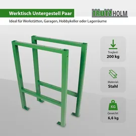 Trutzholm Werktisch Untergestell Stahlgestell Paar Traglast bis 200 kg Paar grün