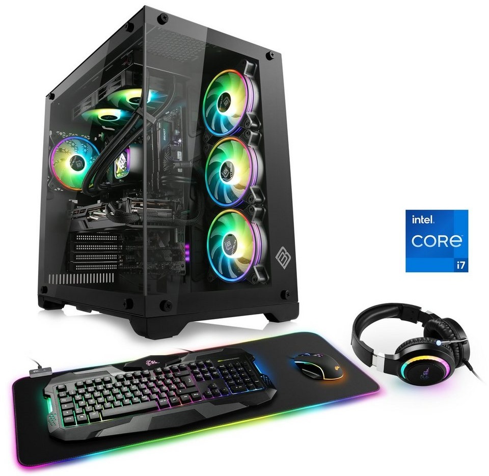 CSL Aqueon C77310 Extreme Edition Gaming-PC (Intel® Core i7 13700F, GeForce RTX 4070 Ti, 32 GB RAM, 1000 GB SSD, Wasserkühlung) schwarz
