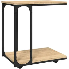 vidaXL Beistelltisch mit Rollen Braun Eiche 50 x 35 x 55,5 cm