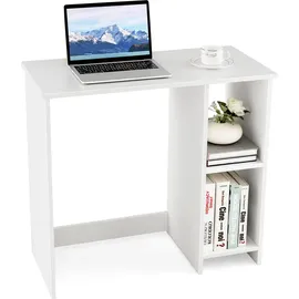 Costway Schreibtisch, Computertisch mit 2 Fächern, PC-Tisch, Bürotisch für kleine Räume, weiß, 80 x 40 x 74 cm - Weiß