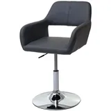 Esszimmerstuhl HWC-A50 III Retro Kunstleder grau, Chromfuß