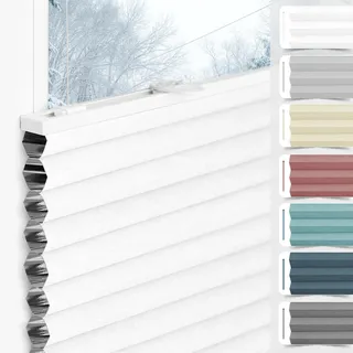 bobodeco Wabenplissee Plissee ohne Bohren Verdunkelung Klemmfix Thermo Verdunklungsplissee, Weiß-Weiß 85x130 cm(BxH), 100% Verdunkelnd & Sicht- & Schallschutz, Wärmeisolierung für Fenster & Tür