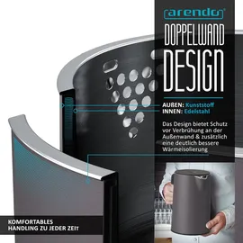 Arendo Wasserkocher 1,5 l Vulkan grau