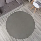 TT Home Krabbelmatte Babyzimmer Teppich Spielmatte Kinder Unifarben rutschfest Flauschig, Farbe: Grau, Größe:80 cm Rund