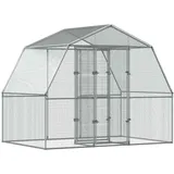 vidaXL - Hühnergehege mit Tür Silbern Verzinkter Stahl