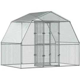 vidaXL - Hühnergehege mit Tür Silbern Verzinkter Stahl