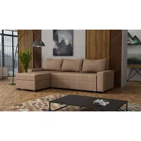 Fun Möbel Ecksofa Schlafsofa Sofa AGNETA Stoff Lincoln Cappuccino