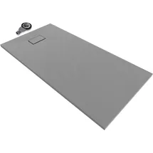 iflair Smc Duschwanne Duschtasse mit Anti-rutsch Flach Mit Steinoptik Grau inkl. Ablaufgarnitur 180x90 cm