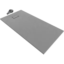iflair Smc Duschwanne Duschtasse mit Anti-rutsch Flach Mit Steinoptik Grau inkl. Ablaufgarnitur 180x90 cm
