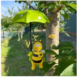 of Gartenfiguren - Süße Biene mit Regenschirm zum Aufhängen im Baum - Deko Tierfiguren 24 cm groß
