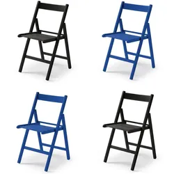 Yelloo - Stühle mod. LIBRO KIT 4-tlg. farbig (2 Blau 2 Schwarz) klappbar Platzsparend zusammenklappbar Massivholz Buche