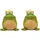 Dekohelden24 2er Set Froschkönige, Teichfrösche, Frösche Garten, Froschfiguren Outdoor, aus Steingut grün, Lieferumfang: 2 Frösche, L/B/H 8 x 10 x 12 cm