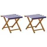 vidaXL Liegestuhl 2 pcs Massives Eukalyptus Holz 2 St. blau/weiß