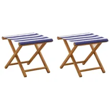 vidaXL Liegestuhl 2 pcs Massives Eukalyptus Holz 2 St. blau/weiß