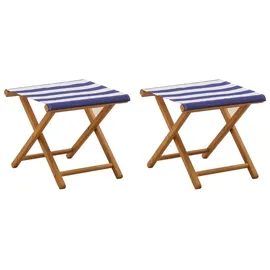 vidaXL Liegestuhl 2 pcs Massives Eukalyptus Holz 2 St. blau/weiß