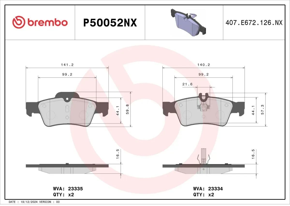 Juego de pastillas de freno XTRA LINE - Ceramic BREMBO P50052NX