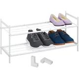 Relaxdays Relaxdays, Schuhregal Metall, stapelbar, 2 Ebenen, Schuhaufbewahrung für 6 Paar Schuhe, HBT: 33.5 x 26 cm, weiß
