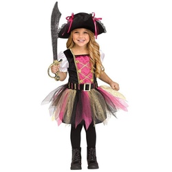 Fun World Kostüm Captain Cutie, Piratin in Pink – Seeräuber-Kostüm für Mädchen schwarz 110-122
