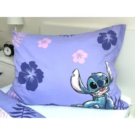 Jerry Fabrics Wendebettwäsche Lilo und Stitch Blumen Lila 140 x 200 cm + 70 x 90 cm