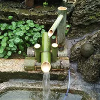 Solar-Bambusbrunnen-Set für japanischen Garten, handgefertigter Wasserfallauslauf mit 50 cm Länge