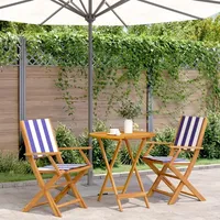 vidaXL 3-tlg. Bistro-Set Blau und Weiß Stoff und Massivholz
