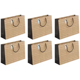 Clairefontaine 6x Geschenktasche aus Kraftpapier, 37,3x11,8x27,5cm braun 28794-6C