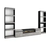 SKRAUT HOME WOHNWAND Elektrokamin, zementgrau, 320/35/186cm