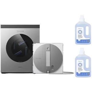 ECOVACS WINBOT W3 OMNI Fensterputzroboter mit Multifunktionsstation mit 2pcs Original Fensterreinigungsflüssigkeit, App-Steuerung