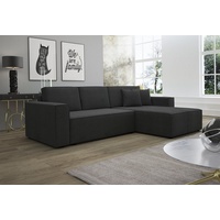 Fun Möbel Ecksofa Schlafsofa Sofa CONOR Stoff schwarz Ottomane Rechts