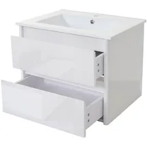 MCW Waschbecken + Unterschrank MCW-B19, Waschbecken Waschtisch Badezimmer, hochglanz 50x60cm weiß