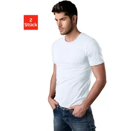 H.I.S. T-Shirt H.I.S, Herren, Gr. XXL, weiß, Jersey, Obermaterial: 95% Baumwolle, 5% Elasthan, unifarben, Basic, bequem, Rundhals, abgesteppte Kante, Shirts T-Shirt, mit Rundhalsausschnitt perfekt als Unterziehshirt