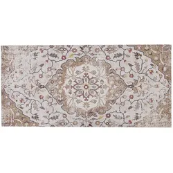 Teppich beige / braun 80 x 150 cm Blumenmuster Kurzflor KATTAKKADA