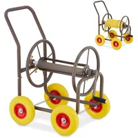 Relaxdays Schlauchwagen, bis 60 m, 4 Vollgummireifen, Klickkupplung, Schlauchtrommel