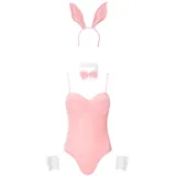 Ann Summers - Smoking Pink Bunny Sexy Outfit, Samt-Halloween-Kostüm für Erwachsene, freches Kaninchen-Rollenspiel-Outfit mit Hasenohren und flauschigem Schwanz