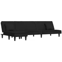vidaXL Schlafsofa in L-Form Schwarz 255x140x70 cm Samt