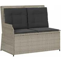 VidaXL Gartenbank Verstellbar mit Kissen Hellgrau Poly Rattan